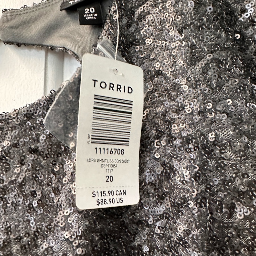 Torrid Dark Silver Sequin Fit-and-Flare Dress - Picture 2 of 3